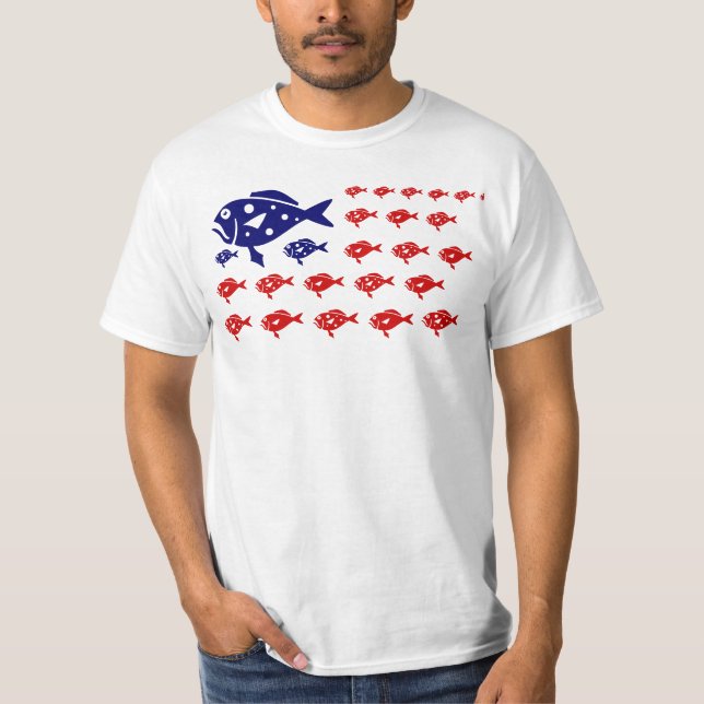 Rött vitt blått flagga patriotisk fiskare t shirt (Framsida)