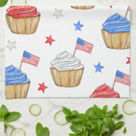 Rött vitt blått Flagga Star-Muffinsar Patriotic Kökshandduk