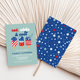 Rött vitt blått födelsedag inbjudningar