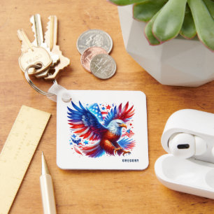 Rött vitt blått för amerikansk Eagle Patriotic Des Nyckelring