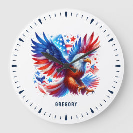 Rött vitt blått för amerikansk Eagle Patriotic Des Stor Klocka