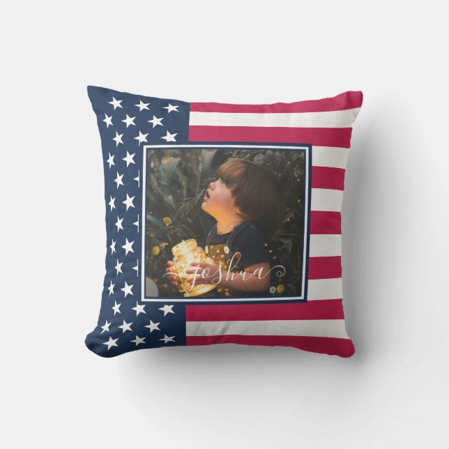 Rött vitt blått för anpassad fotomall kudde (Framsida)