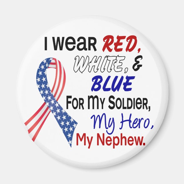 Rött vitt blått för min Nephew Magnet (Framsidan)