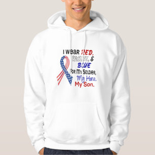 Rött vitt blått för min Son Sweatshirt Med Luva
