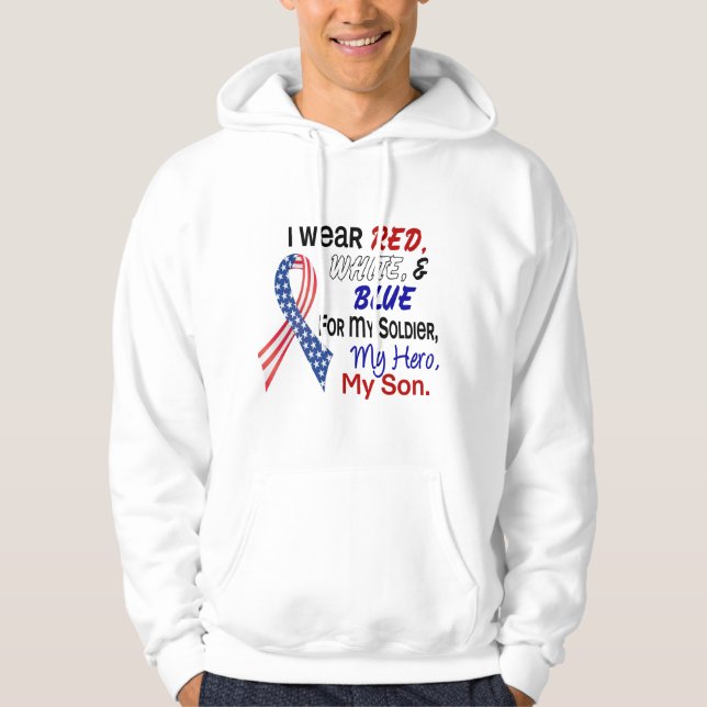Rött vitt blått för min Son Sweatshirt Med Luva (Framsida)