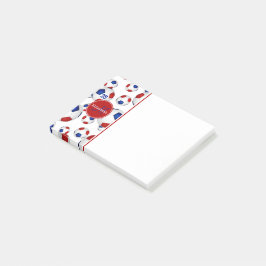 rött vitt blått fotbollar, girig sport post-it block