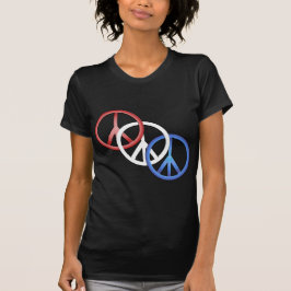 Rött vitt blått fredkvinna svart utslagsplats t shirt