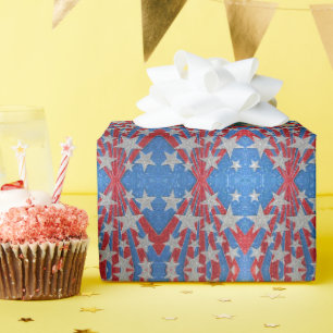 Rött vitt blått Glitter American Flagga Stars Rand Presentpapper