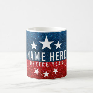 Rött vitt blått Glitter American Kampanj-mall Kaffemugg