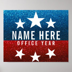 Rött vitt blått Glitter American Kampanj-mall Poster