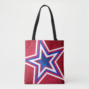 Rött vitt blått Glitter American Kampanj-mall Tygkasse