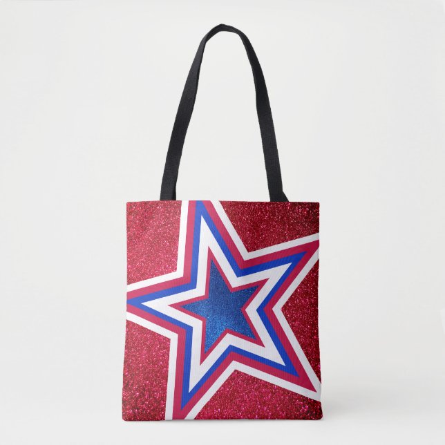 Rött vitt blått Glitter American Kampanj-mall Tygkasse (Framsida)