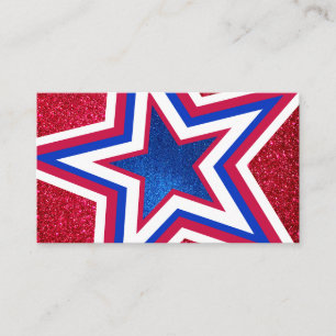 Rött vitt blått Glitter American Kampanj-mall Visitkort