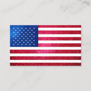 Rött vitt blått Glitter American Kampanj-mall Visitkort