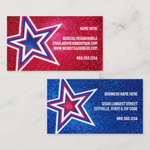 Rött vitt blått Glitter American Stars-mall Visitkort