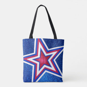 Rött vitt blått Glitter Amerikanska Stars och stri Tygkasse