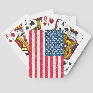 Rött vitt blått Glitter Patriotic American USA fla Casinokort