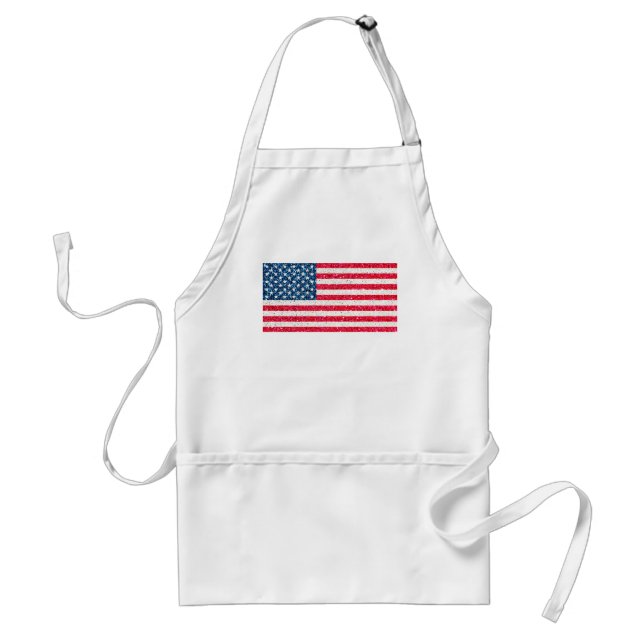 Rött vitt blått Glitter Patriotic American USA fla Förkläde (Framsidan)