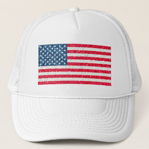 Rött vitt blått Glitter Patriotic American USA fla Keps