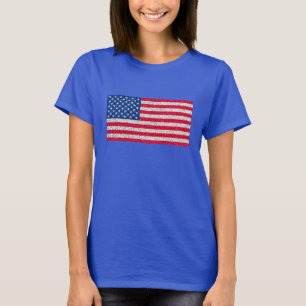 Rött vitt blått Glitter Patriotic American USA fla T Shirt