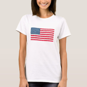 Rött vitt blått Glitter Patriotic American USA fla T Shirt