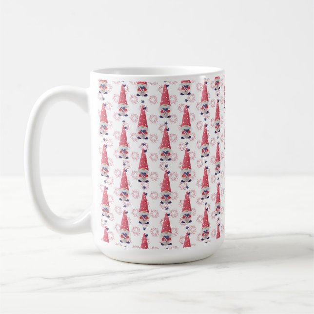 Rött vitt blått GNOMER FÖR SMITTPATRIOT Kaffemugg (Vänster)