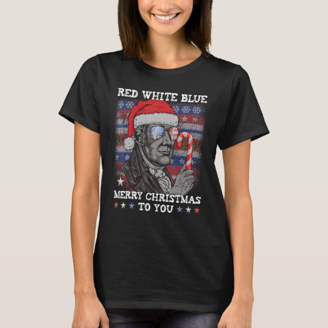 Rött vitt blått God jul till dig Hamilton Manar T Shirt (Framsida)