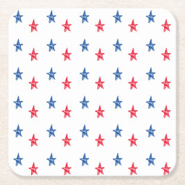 Rött vitt blått hand plockade-stjärnor,  underlägg papper kvadrat