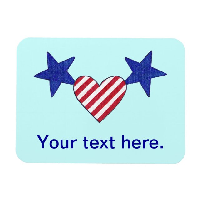 Rött vitt blått Heart Stars och stripes Flex Magne Magnet (Horisontell)