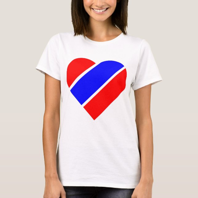 rött vitt blått hjärtuspatriotisk t shirt (Framsida)