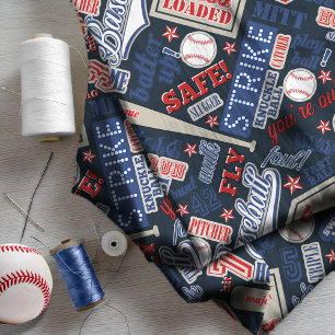 Rött vitt blått ID770 för baseball Typography Tyg