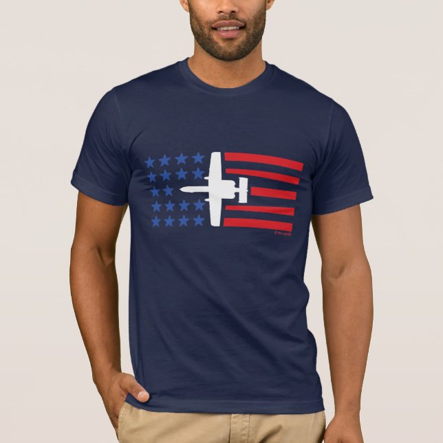 Rött vitt blått jetstars och stripes för A-10 T Shirt (Framsida)