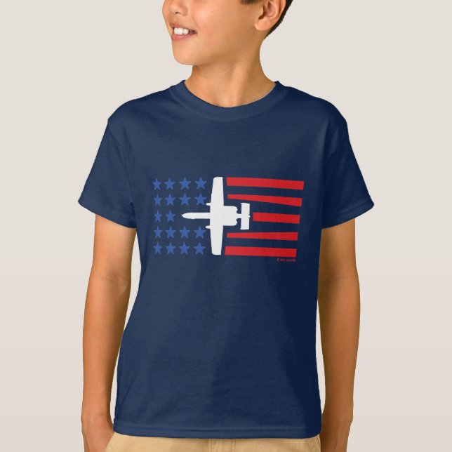 Rött vitt blått jetstars och stripes för A-10 T Shirt (Framsida)