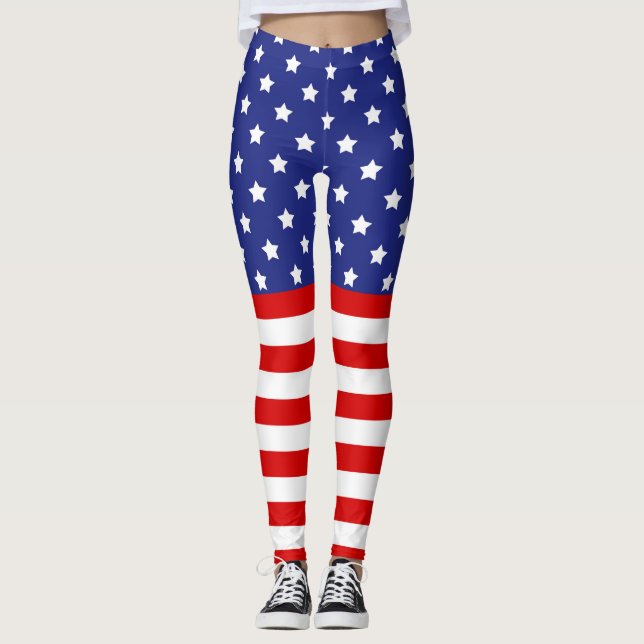 Rött vitt blått juli 4:e leggings (Framsida)