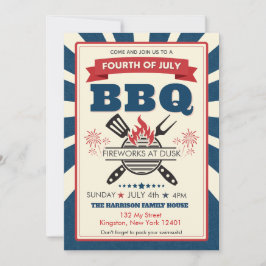 Rött vitt blått juli 4:e Party BBQ Firande Inbjudningar