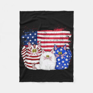 Rött vitt blått katter USA flagga Fireworks 4:e ju Fleecefilt