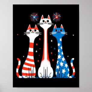 Rött vitt blått katter USA flagga Fireworks 4:e ju Poster