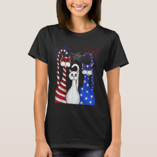 Rött vitt blått katter USA flagga Fireworks 4:e ju T Shirt
