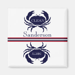 Rött vitt blått krabba för Nautical Dishwasher Magnet