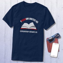 Rött vitt blått läsfrihet t shirt