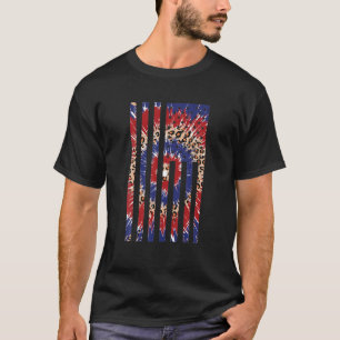 Rött vitt blått Leopard Tie Dye Patriotic USA Amer T Shirt