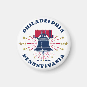 Rött vitt blått Liberty Bell Philadelphia Magnet