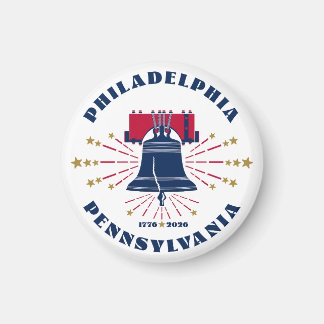 Rött vitt blått Liberty Bell Philadelphia Magnet (Framsidan)