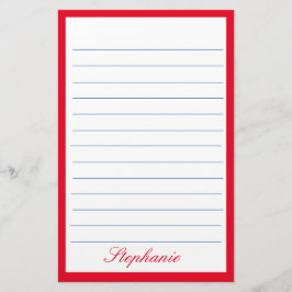 Rött vitt blått Linjer Ramar Monogram Namn Brevpapper