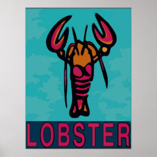 Rött vitt blått lobster poster