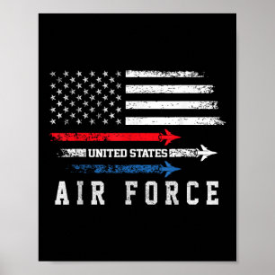 Rött vitt blått Luft Force Flyover-amerikanska i Poster
