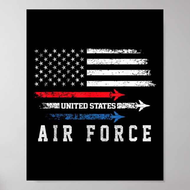 Rött vitt blått Luft Force Flyover-amerikanska i Poster (Framsidan)