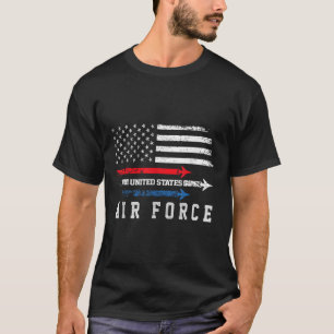 Rött vitt blått Luft Force Flyover-amerikanska i T Shirt