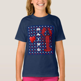 Rött vitt blått Maine Lobster Girls T-Shirt