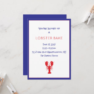 Rött vitt blått Maine-Roligt för Lobster Bake-inbj Inbjudningar
